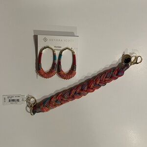 NEW Kendra Scott Masie Corded Bracelet and Earring Set- Gold and Pink mix